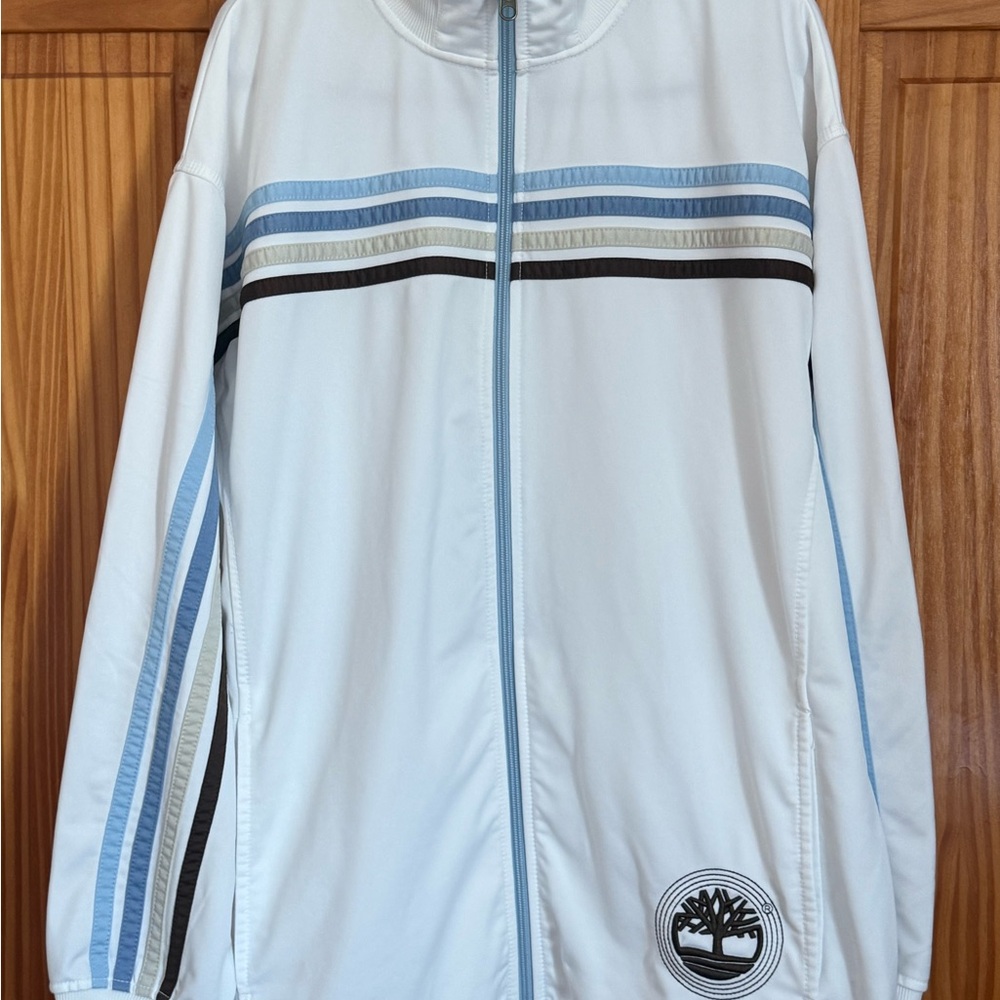Timberland White Jacket with Blue Accents